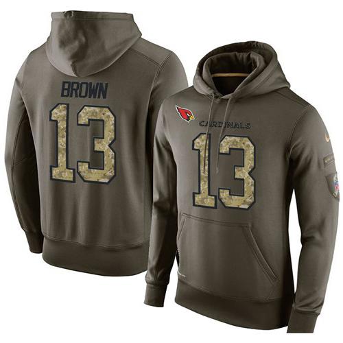 NFL Men's Nike Arizona Cardinals #13 Jaron Brown Stitched Green Olive Salute To Service KO Performance Hoodie NFL Men's Nike Arizona Cardinals #13 Jaron Brown Stitched Green Olive Salute To Service KO Performance Hoodie