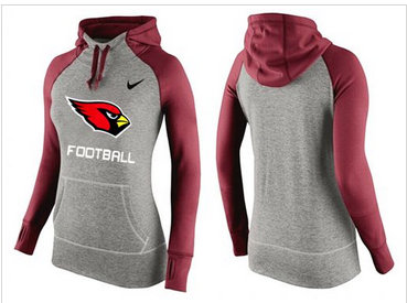 Women Nike Arizona Cardinals Performance Hoodie Grey & Red_1 Women Nike Arizona Cardinals Performance Hoodie Grey & Red_1