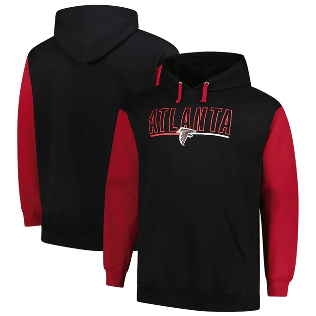 Men's Atlanta Falcons Black Red Big & Tall Outline Pullover Hoodie Men's Atlanta Falcons Black Red Big & Tall Outline Pullover Hoodie