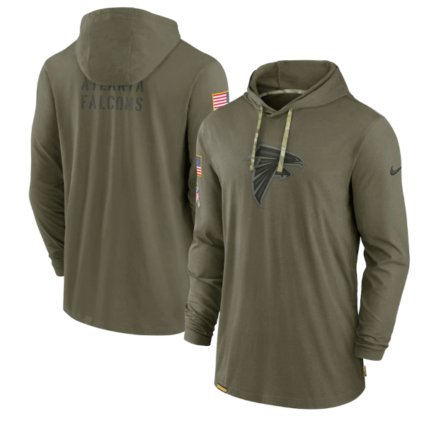 Men's Atlanta Falcons 2022 Olive Salute To Service Tonal Pullover Hoodie Men's Atlanta Falcons 2022 Olive Salute To Service Tonal Pullover Hoodie