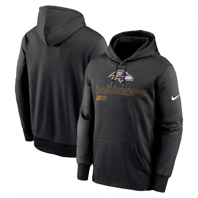 Men's Baltimore Ravens Black Performance Pullover Hoodie Men's Baltimore Ravens Black Performance Pullover Hoodie