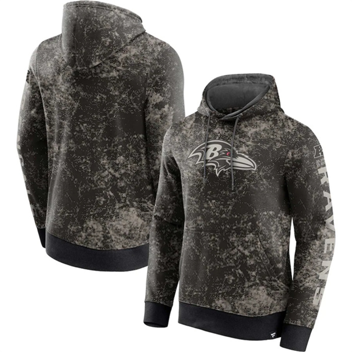 Men's Baltimore Ravens Black Gray Blackout Tonal Pullover Hoodie Men's Baltimore Ravens Black Gray Blackout Tonal Pullover Hoodie