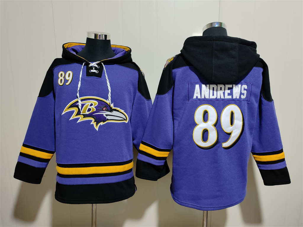 Men's Baltimore Ravens #89 Mark Andrews Ageless Must-Have Lace-Up Pullover Hoodie Men's Baltimore Ravens #89 Mark Andrews Ageless Must-Have Lace-Up Pullover Hoodie