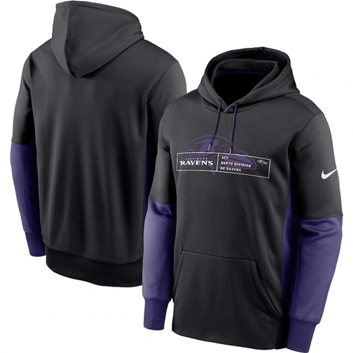 Men's Baltimore Ravens Black Color Block Fleece Performance Pullover Hoodie Men's Baltimore Ravens Black Color Block Fleece Performance Pullover Hoodie