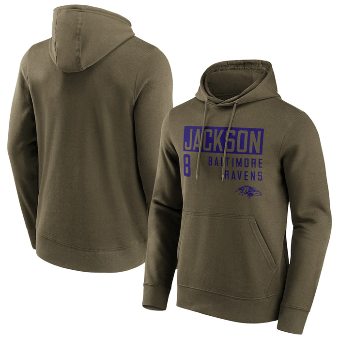 Men's Baltimore Ravens #8 Lamar Jackson Fashion Name & Number Hoodie Men's Baltimore Ravens #8 Lamar Jackson Fashion Name & Number Hoodie