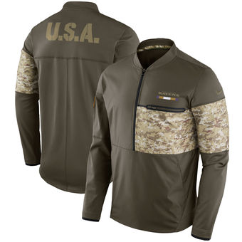Nike Ravens Olive Salute to Service Sideline Hybrid Half-Zip Pullover Jacket Nike Ravens Olive Salute to Service Sideline Hybrid Half-Zip Pullover Jacket