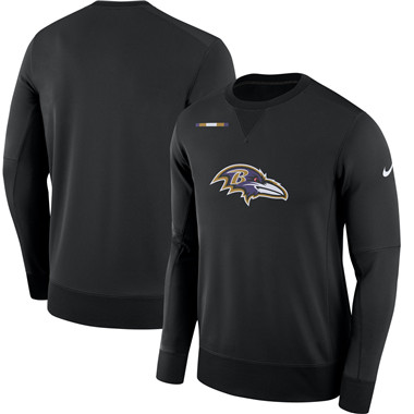 Men's Baltimore Ravens Nike Black Sideline Team Logo Performance Sweatshirt Men's Baltimore Ravens Nike Black Sideline Team Logo Performance Sweatshirt