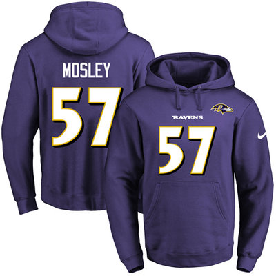 Nike Ravens #57 C.J. Mosley Purple Name & Number Pullover NFL Hoodie Nike Ravens #57 C.J. Mosley Purple Name & Number Pullover NFL Hoodie