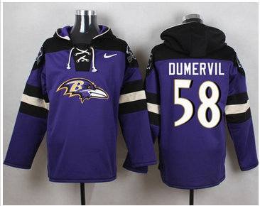 Nike Baltimore Ravens #58 Elvis Dumervil Purple Player Pullover NFL Hoodie Nike Baltimore Ravens #58 Elvis Dumervil Purple Player Pullover NFL Hoodie