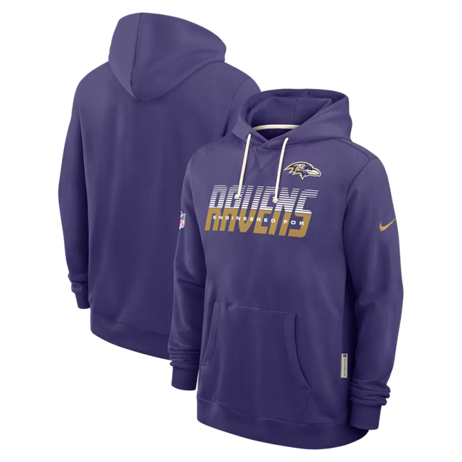 Men's Baltimore Ravens Purple Sideline Standard Issue Top Prospect Dri-FIT Hoodie Men's Baltimore Ravens Purple Sideline Standard Issue Top Prospect Dri-FIT Hoodie