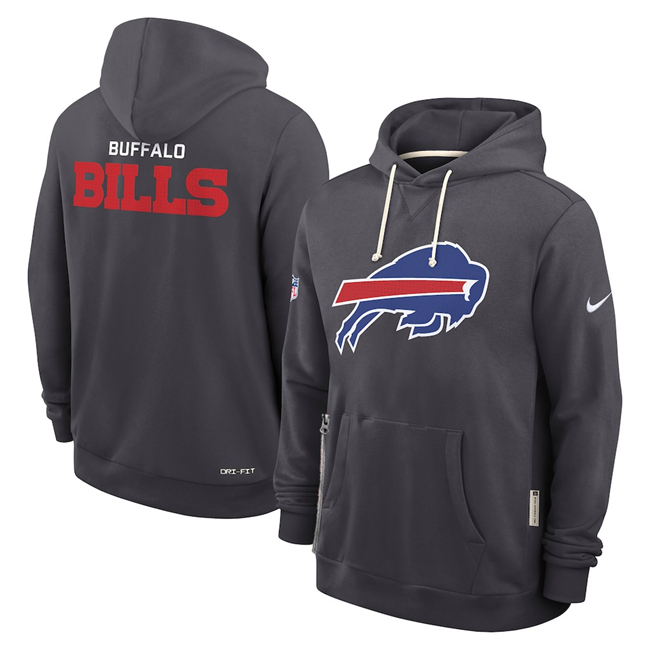 Men's Buffalo Bills Anthracite Sideline Standard Issue Initial Home Dri-FIT Pullover Hoodie Men's Buffalo Bills Anthracite Sideline Standard Issue Initial Home Dri-FIT Pullover Hoodie