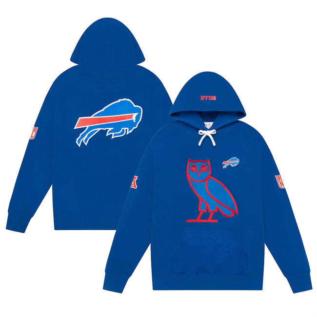 Men's Buffalo Bills Blue OVO Scarlet Icon Team Pullover Hoodie Men's Buffalo Bills Blue OVO Scarlet Icon Team Pullover Hoodie