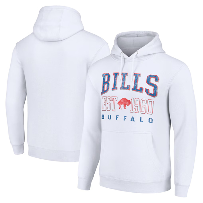 Men's Buffalo Bills White Throwback Logo Pullover Hoodie Men's Buffalo Bills White Throwback Logo Pullover Hoodie