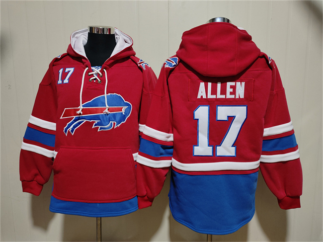 Men's Buffalo Bills #17 Josh Allen Red Ageless Must-Have Lace-Up Pullover Hoodie Men's Buffalo Bills #17 Josh Allen Red Ageless Must-Have Lace-Up Pullover Hoodie