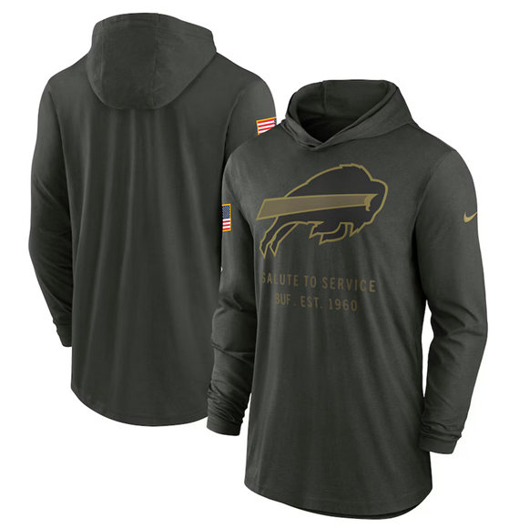 Men's Buffalo Bills Forest Green 2025 Salute to Service Sideline Dri-FIT Lightweight Pullover Hoodie Men's Buffalo Bills Forest Green 2025 Salute to Service Sideline Dri-FIT Lightweight Pullover Hoodie