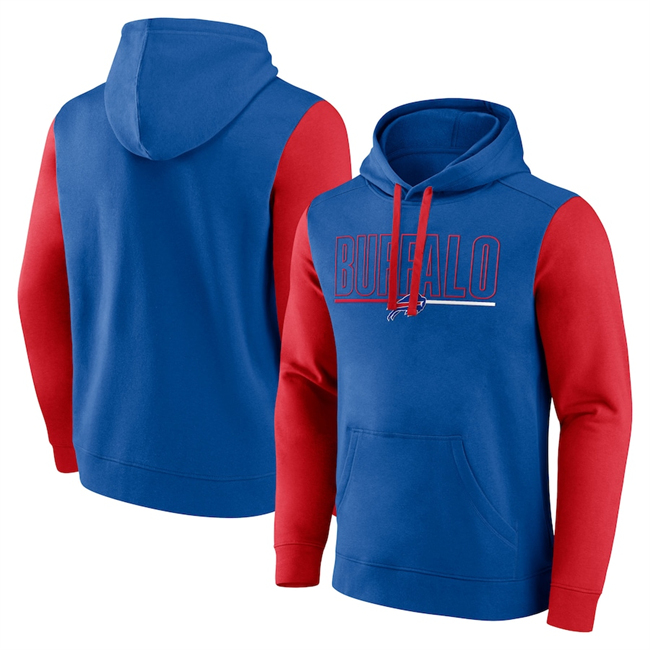 Men's Buffalo Bills Royal Red Outline Pullover Hoodie Men's Buffalo Bills Royal Red Outline Pullover Hoodie