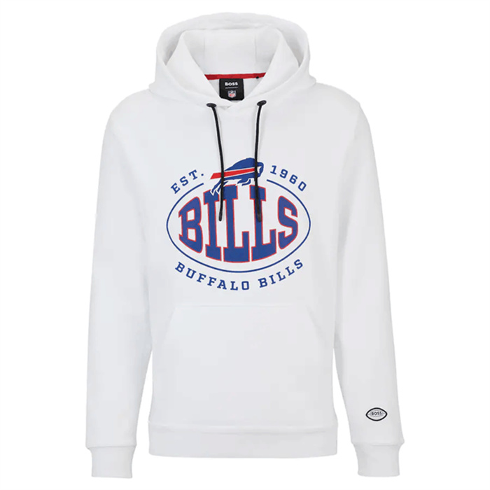 Men's Buffalo Bills White BOSS X Touchback Pullover Hoodie Men's Buffalo Bills White BOSS X Touchback Pullover Hoodie