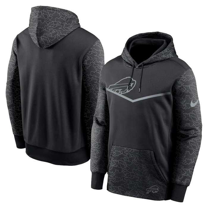 Men's Buffalo Bills Black Reflective Therma Hoodie Men's Buffalo Bills Black Reflective Therma Hoodie