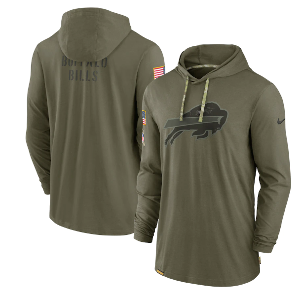 Men's Buffalo Bills 2022 Olive Salute To Service Tonal Pullover Hoodie Men's Buffalo Bills 2022 Olive Salute To Service Tonal Pullover Hoodie