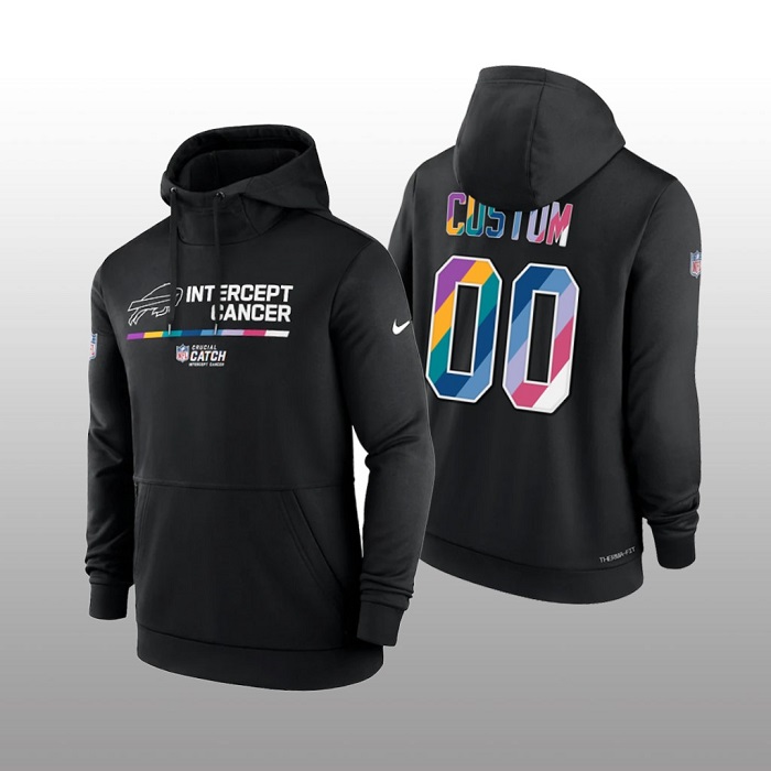 Men's Buffalo Bills Active Player Custom 2022 Black Crucial Catch Therma Performance Pullover Hoodie Men's Buffalo Bills Active Player Custom 2022 Black Crucial Catch Therma Performance Pullover Hoodie