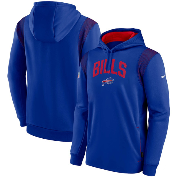 Men's Buffalo Bills Royal Sideline Stack Performance Pullover Hoodie 001 Men's Buffalo Bills Royal Sideline Stack Performance Pullover Hoodie 001