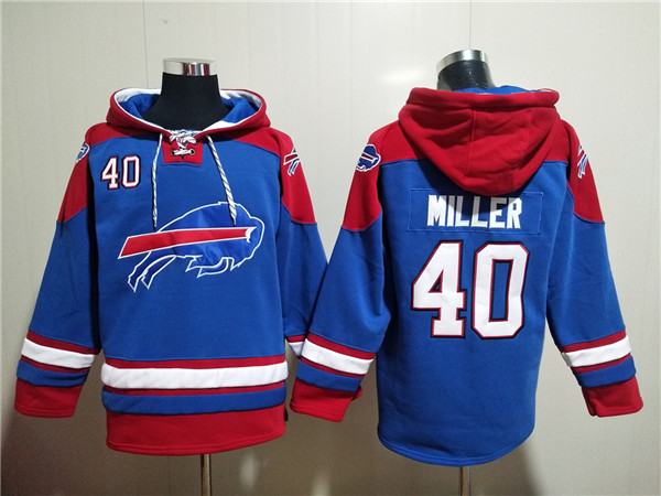 Men's Buffalo Bills #40 Von Miller Red Blue Ageless Must-Have Lace-Up Pullover Hoodie Men's Buffalo Bills #40 Von Miller Red Blue Ageless Must-Have Lace-Up Pullover Hoodie