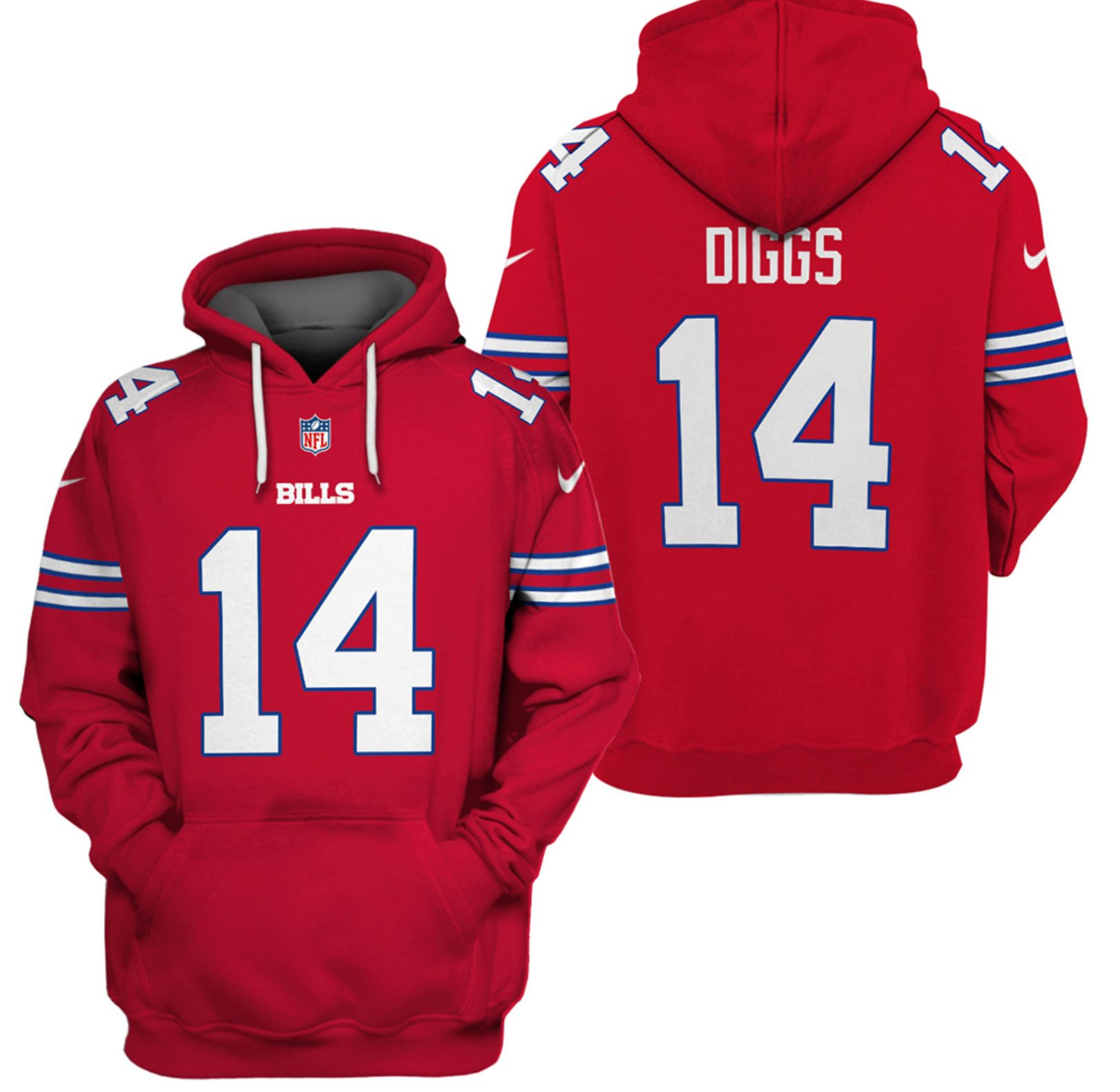 Men's Buffalo Bills #14 Stefon Diggs 2021 Red Pullover Hoodie Men's Buffalo Bills #14 Stefon Diggs 2021 Red Pullover Hoodie