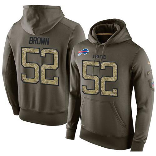 NFL Men's Nike Buffalo Bills #52 Preston Brown Stitched Green Olive Salute To Service KO Performance Hoodie NFL Men's Nike Buffalo Bills #52 Preston Brown Stitched Green Olive Salute To Service KO Performance Hoodie