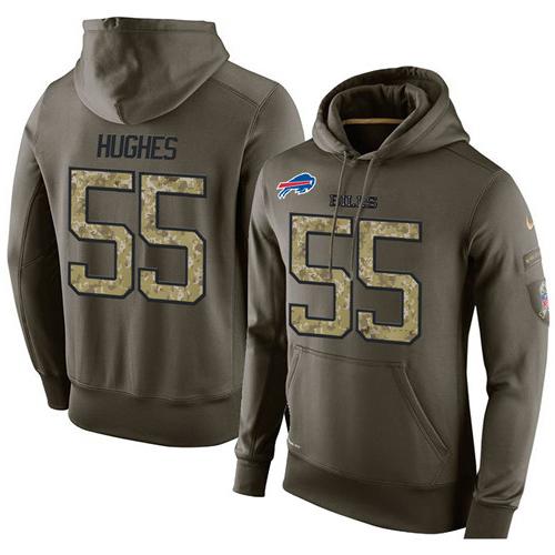 NFL Men's Nike Buffalo Bills #55 Jerry Hughes Stitched Green Olive Salute To Service KO Performance Hoodie NFL Men's Nike Buffalo Bills #55 Jerry Hughes Stitched Green Olive Salute To Service KO Performance Hoodie