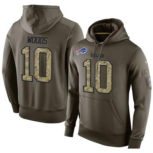 NFL Men's Nike Buffalo Bills #10 Robert Woods Stitched Green Olive Salute To Service KO Performance Hoodie NFL Men's Nike Buffalo Bills #10 Robert Woods Stitched Green Olive Salute To Service KO Performance Hoodie
