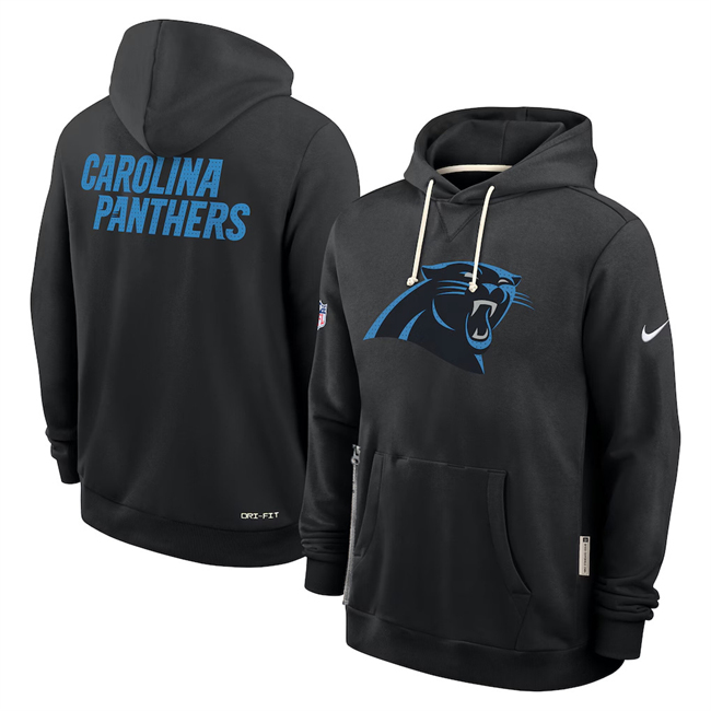 Men's Carolina Panthers Black Sideline Standard Issue Initial Home Dri-FIT Pullover Hoodie Men's Carolina Panthers Black Sideline Standard Issue Initial Home Dri-FIT Pullover Hoodie