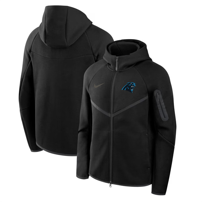 Men's Carolina Panthers Black Tech Fleece Full-Zip Windrunner Hoodie Men's Carolina Panthers Black Tech Fleece Full-Zip Windrunner Hoodie