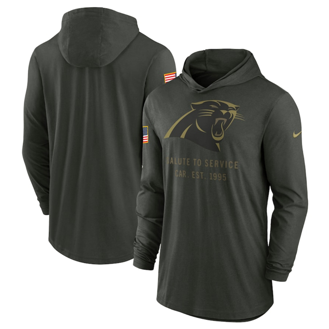 Men's Carolina Panthers Forest Green 2025 Salute to Service Sideline Dri-FIT Lightweight Pullover Hoodie Men's Carolina Panthers Forest Green 2025 Salute to Service Sideline Dri-FIT Lightweight Pullover Hoodie