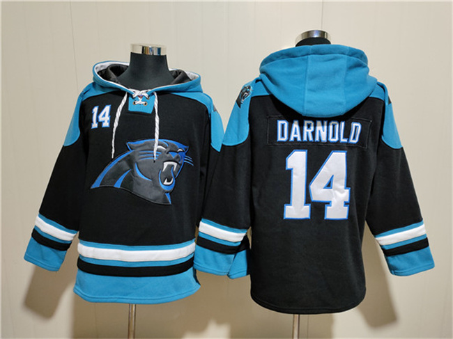 Men's Carolina Panthers #14 Sam Darnold Black Ageless Must-Have Lace-Up Pullover Hoodie Men's Carolina Panthers #14 Sam Darnold Black Ageless Must-Have Lace-Up Pullover Hoodie