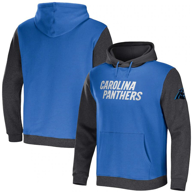 Men's Carolina Panthers X Darius Rucker Collection Blue Charcoal Colorblock Pullover Hoodie Men's Carolina Panthers X Darius Rucker Collection Blue Charcoal Colorblock Pullover Hoodie