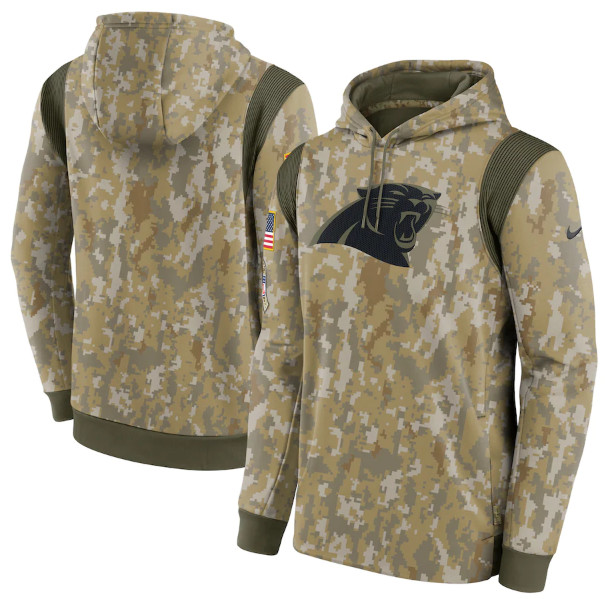 Men's Carolina Panthers Camo 2021 Salute To Service Therma Performance Pullover Hoodie Men's Carolina Panthers Camo 2021 Salute To Service Therma Performance Pullover Hoodie
