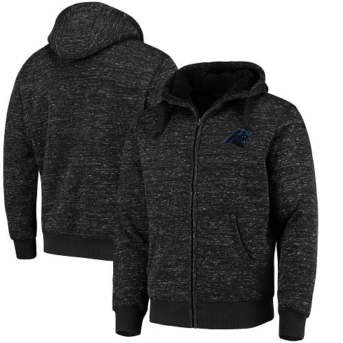 Men's Carolina Panthers G-III Sports by Carl Banks Heathered Black Discovery Sherpa Full-Zip Jacket Men's Carolina Panthers G-III Sports by Carl Banks Heathered Black Discovery Sherpa Full-Zip Jacket