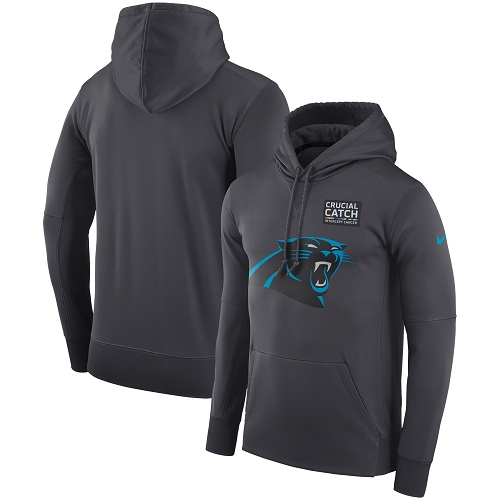 Men's Carolina Panthers Nike Anthracite Crucial Catch Performance Pullover Hoodie Men's Carolina Panthers Nike Anthracite Crucial Catch Performance Pullover Hoodie