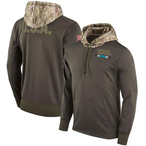 Men's Carolina Panthers Nike Olive Salute to Service Sideline Therma Pullover Hoodie Men's Carolina Panthers Nike Olive Salute to Service Sideline Therma Pullover Hoodie