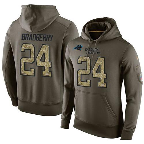 NFL Men's Nike Carolina Panthers #24 James Bradberry Stitched Green Olive Salute To Service KO Performance Hoodie NFL Men's Nike Carolina Panthers #24 James Bradberry Stitched Green Olive Salute To Service KO Performance Hoodie