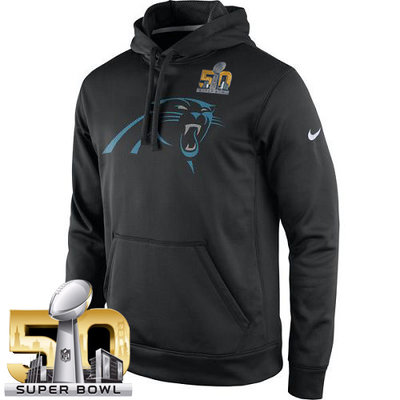 Men's Carolina Panthers Nike Black Super Bowl 50 Practice Performance Pullover Hoodie Men's Carolina Panthers Nike Black Super Bowl 50 Practice Performance Pullover Hoodie