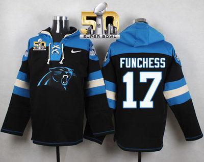 Nike Panthers #17 Devin Funchess Black Super Bowl 50 Player Pullover NFL Hoodie Nike Panthers #17 Devin Funchess Black Super Bowl 50 Player Pullover NFL Hoodie