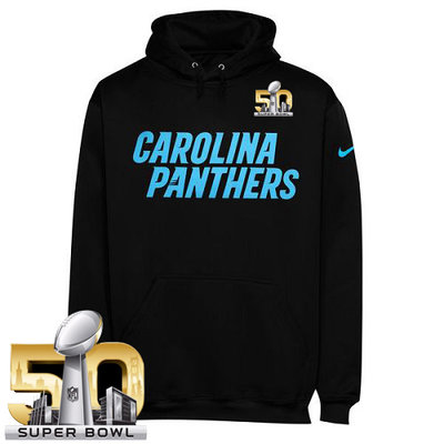 Men's Carolina Panthers Nike Black Super Bowl 50 KO Wordmark Performance Hoodie Men's Carolina Panthers Nike Black Super Bowl 50 KO Wordmark Performance Hoodie