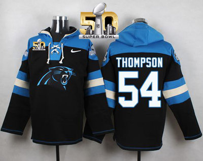Nike Panthers #54 Shaq Thompson Black Super Bowl 50 Player Pullover NFL Hoodie Nike Panthers #54 Shaq Thompson Black Super Bowl 50 Player Pullover NFL Hoodie
