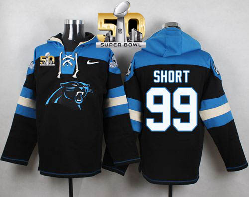 Nike Panthers #99 Kawann Short Black Super Bowl 50 Player Pullover NFL Hoodie Nike Panthers #99 Kawann Short Black Super Bowl 50 Player Pullover NFL Hoodie