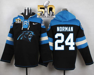 Nike Panthers #24 Josh Norman Black Super Bowl 50 Player Pullover NFL Hoodie Nike Panthers #24 Josh Norman Black Super Bowl 50 Player Pullover NFL Hoodie