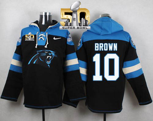 Nike Panthers #10 Corey Brown Black Super Bowl 50 Player Pullover NFL Hoodie Nike Panthers #10 Corey Brown Black Super Bowl 50 Player Pullover NFL Hoodie