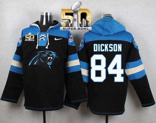 Nike Panthers #84 Ed Dickson Black Super Bowl 50 Player Pullover NFL Hoodie Nike Panthers #84 Ed Dickson Black Super Bowl 50 Player Pullover NFL Hoodie