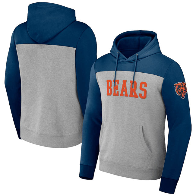Men's Chicago Bears X Darius Rucker Collection Heather Gray Navy Blocked Pullover Hoodie Men's Chicago Bears X Darius Rucker Collection Heather Gray Navy Blocked Pullover Hoodie
