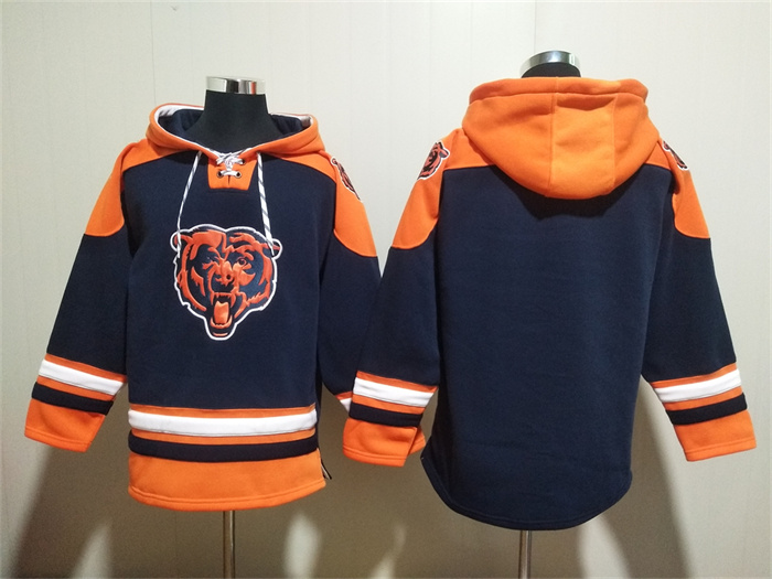 Men's Chicago Bears Blank Navy Ageless Must-Have Lace-Up Pullover Hoodie Men's Chicago Bears Blank Navy Ageless Must-Have Lace-Up Pullover Hoodie